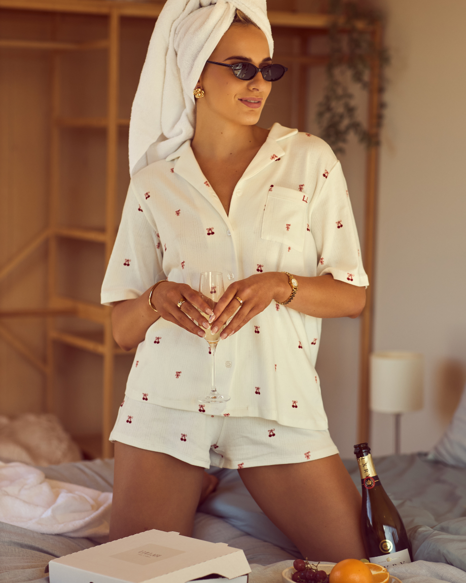 Cherry Wine Button Up & Shorts